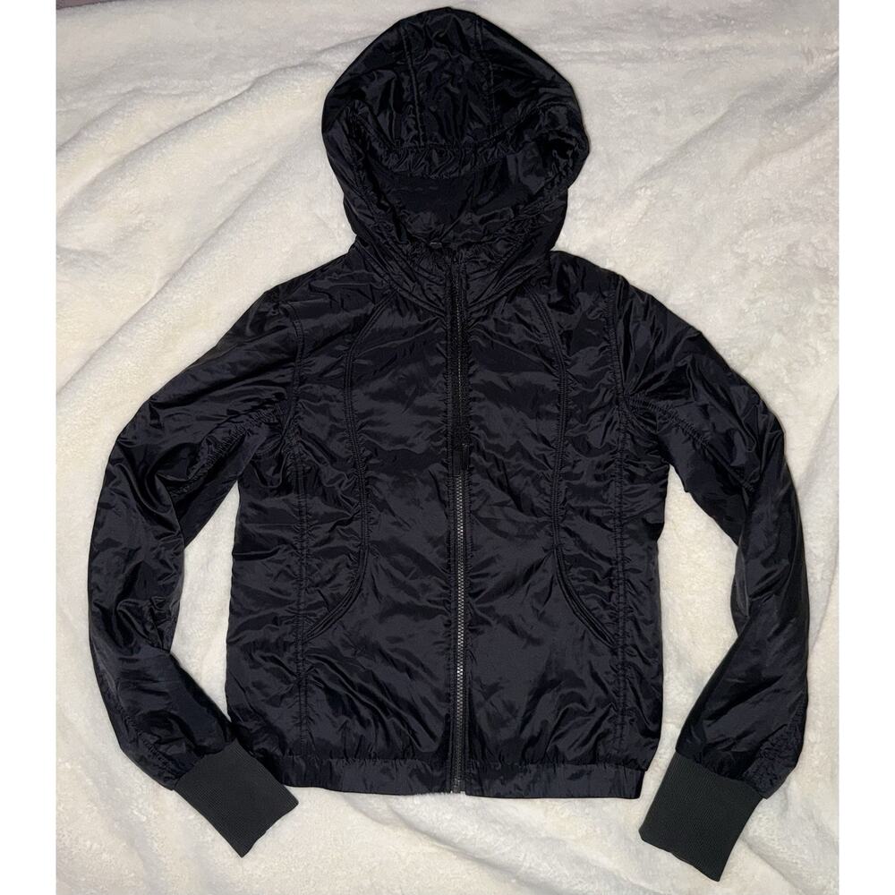 Lululemon Jacket Womens 4 Black Hooded Full Zip Lightweight Coat